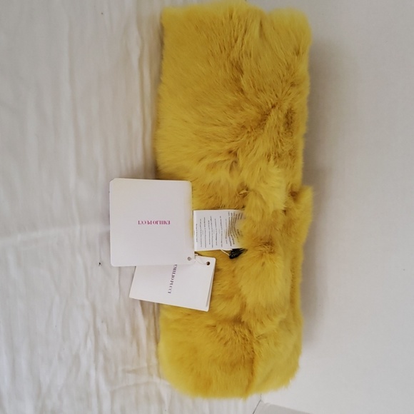 Emilio Pucci Yellow Rabbit Fur Muff Hand Warmer - Picture 2 of 6